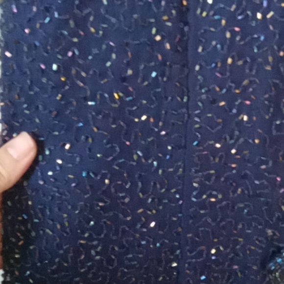 Lawrence Kazar beaded silk/polyester women's dress blue size large - Picture 6 of 11